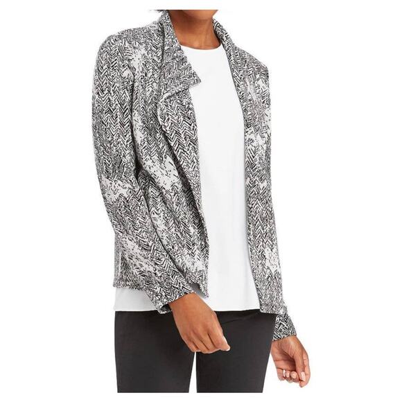 Nic & Zoe Marbelous Draped Open Cardigan Jacket Sz Medium in Grey Multi NWT - Picture 3 of 6